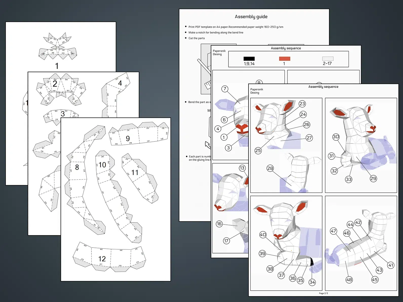 Agneau en papercraft 3D PDF à télécharger – Image 4